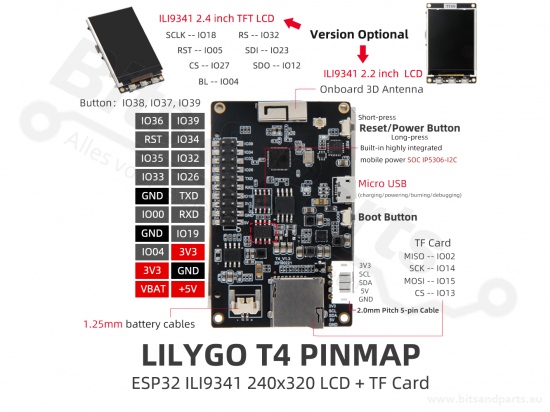 LilyGO TTGO T4 ESP32 + 2.4inch ILI9341 LCD display
